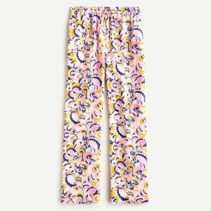 J. Crew Pull On Silk Pant Paisley Swirl Pink Size 10